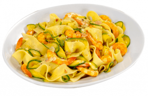 plat linguine zucchine e gamberi dans le nouvel excellent restaurant de saint laurent du var